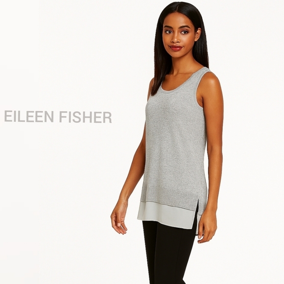 Eileen Fisher Tops - Eileen Fisher Italian Linen Silk Knit Sleeveless Tunic 